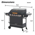 thumbnail image 6 of Propane Gas Grill clearance, 6-Burner Outdoor Grill with Side Burner, 72,000 BTU Stainless Steel BBQ Grill, 650 Sq.In Cooking Area, Cast Iron Grates, Thermometer, for Patio Backyard Garden, 6 of 10