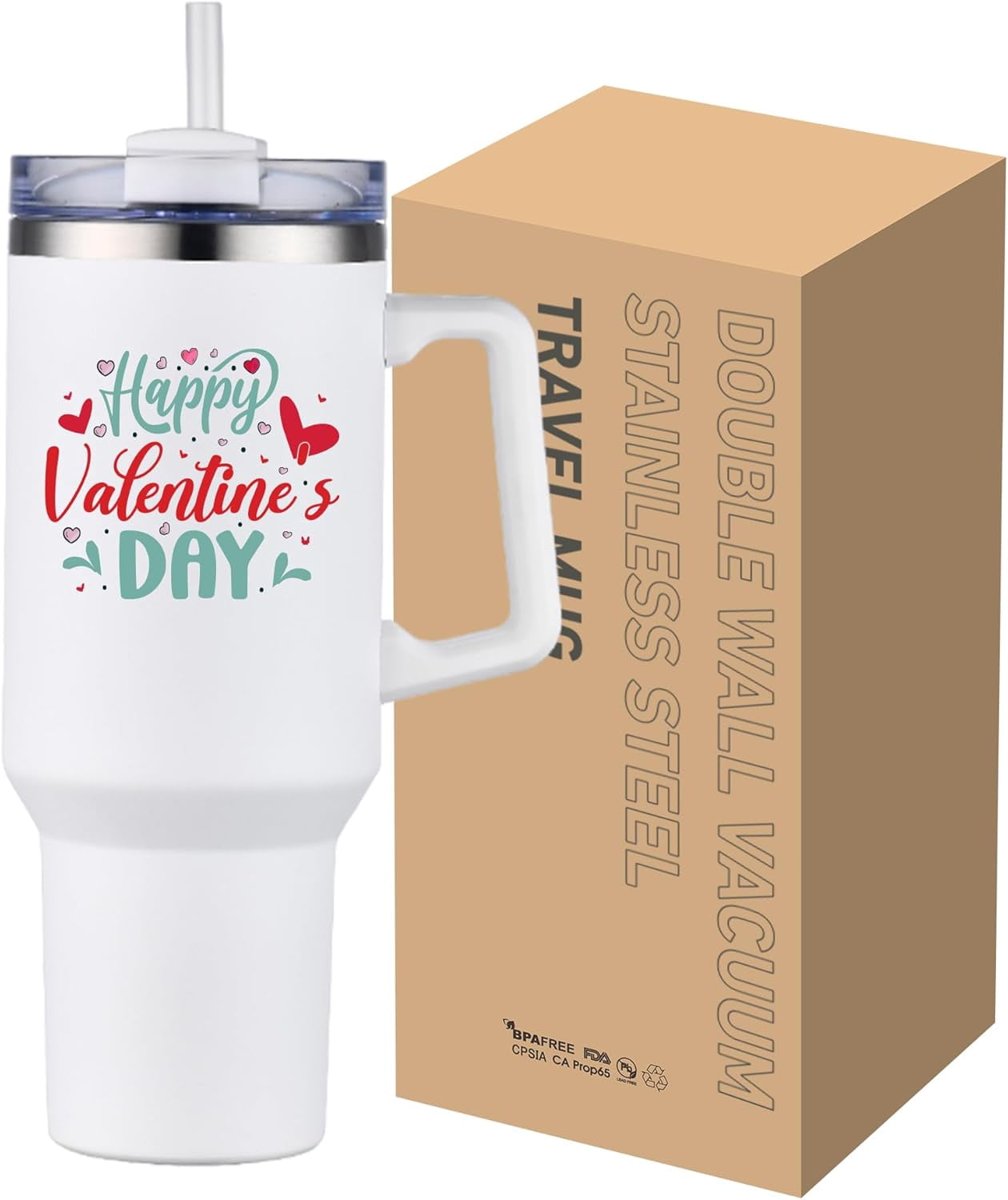 Valentines Day Gifts for Wife from Husband, 40 oz Tumbler with Handle and Straw, Travel Mug, Insulated Tumblers - Romantic Gifts for Her, Birthday Gift for Wife - Cute Mug, I Love You Gifts for Her