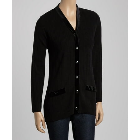Trim Zip Cardigan - Trim V-Neck Button Front Cardigan Sweater (Style# 1980)