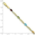 thumbnail image 3 of 10k Yellow Gold Fancy Diamond and Gemstone Rainbow Bracelet - 7", 3 of 5