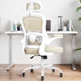thumbnail image 1 of TUKAKA Ergonomic Office ChairUltra Thick Office Desk Chair with Adjustable Lumbar Support and HeadrestSpring CushionRocking FunctionFlipup armsMesh Computer Chair for Home OfficeKhaki, 1 of 1