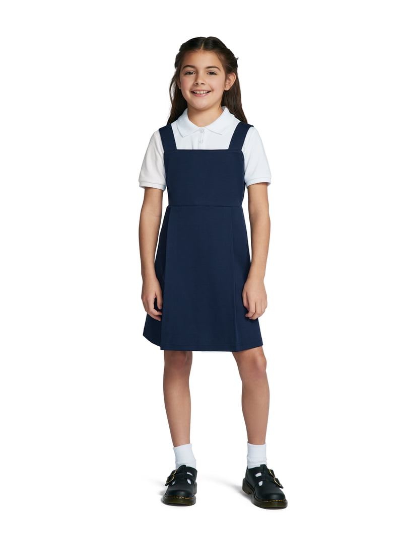 wonder nation knit dress Girls School Uniform Jumper Dress, Sizes 4-16, Girl's, Size: 8, Blue short sleeves