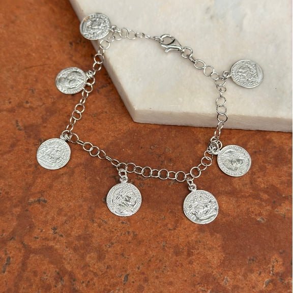 Sterling Silver Replica Roman Coin Charm Bracelet