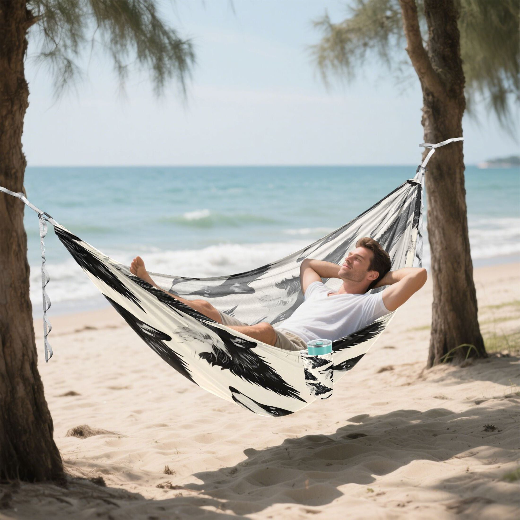 Hammock Camping Hammock Nylon Portable Hammock Travel Camping Hammock Black Wolf
