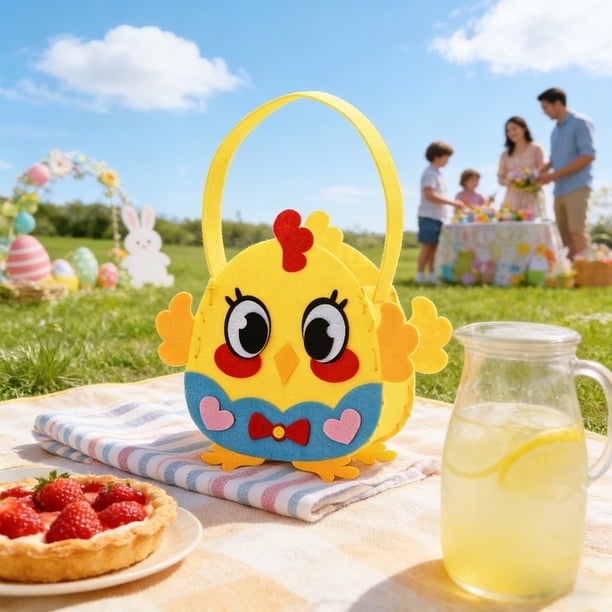 Decoraciones de Pascua, adornos de Pascua, regalos de Pascua, kit de costura para niños, bolso sensorial, kit de monedero DIY para principiantes, arte imaginativo para el desarrollo de la motricidad f