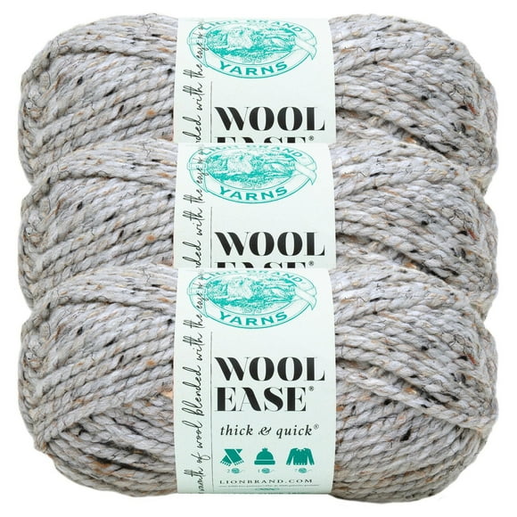Lion Brand Wool-Ease Thick & Quick Yarn #6 Super Chunky Wool Acrylic Yarn 3-Pack