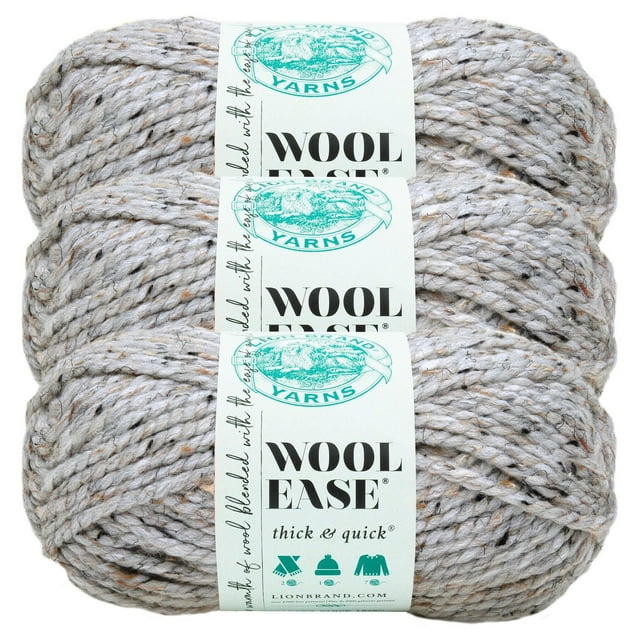 Lion Brand Wool-Ease Thick & Quick Yarn #6 Super Chunky Wool Acrylic Yarn 3-Pack
