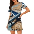 thumbnail image 1 of Balery Airplane World Map Adventure Camisón de manga corta con cuello redondo para mujer, cómodo y elegante., 1 of 6