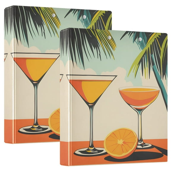 FORMRS 3 Ring Binder 1.5 inch with Pockets Set of 2 Clip Board 200 Sheets Capacity, Mid Century Glasses