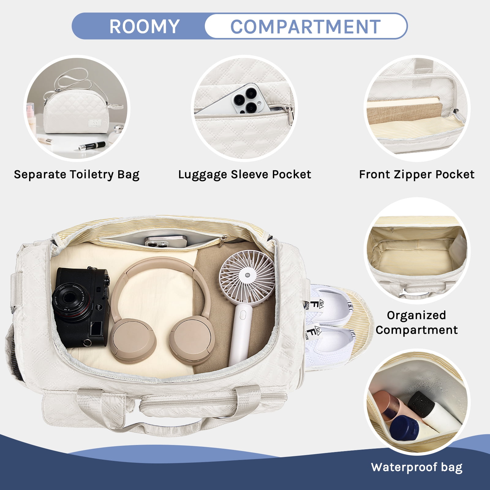 Joyway 2-Piece Expandable Foldable Duffle Bag Set with Wet Pocket and Shoe Compartment, Waterproof Travel and Gym Bags for Men & Women