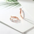 thumbnail image 4 of Gem Stone King 18K Rose Gold Plated Silver Sky Blue Aquamarine and White Moissanite Hoop Earrings for Women (2.60 Cttw, Gemstone March Birthstone, Round 4MM and 3MM), 4 of 4