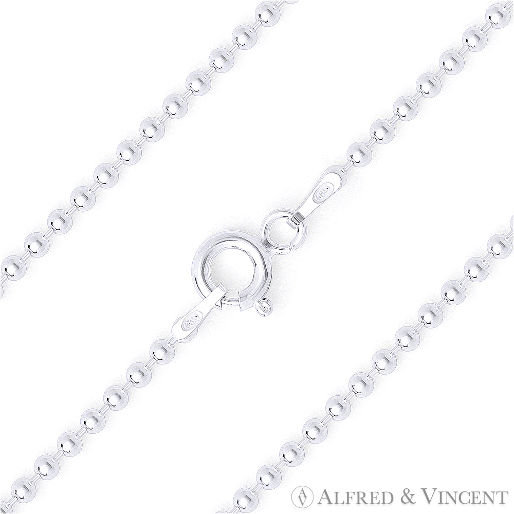 1.8mm Polished Ball Bead Link Italian Chain Anklet in .925 Sterling Silver