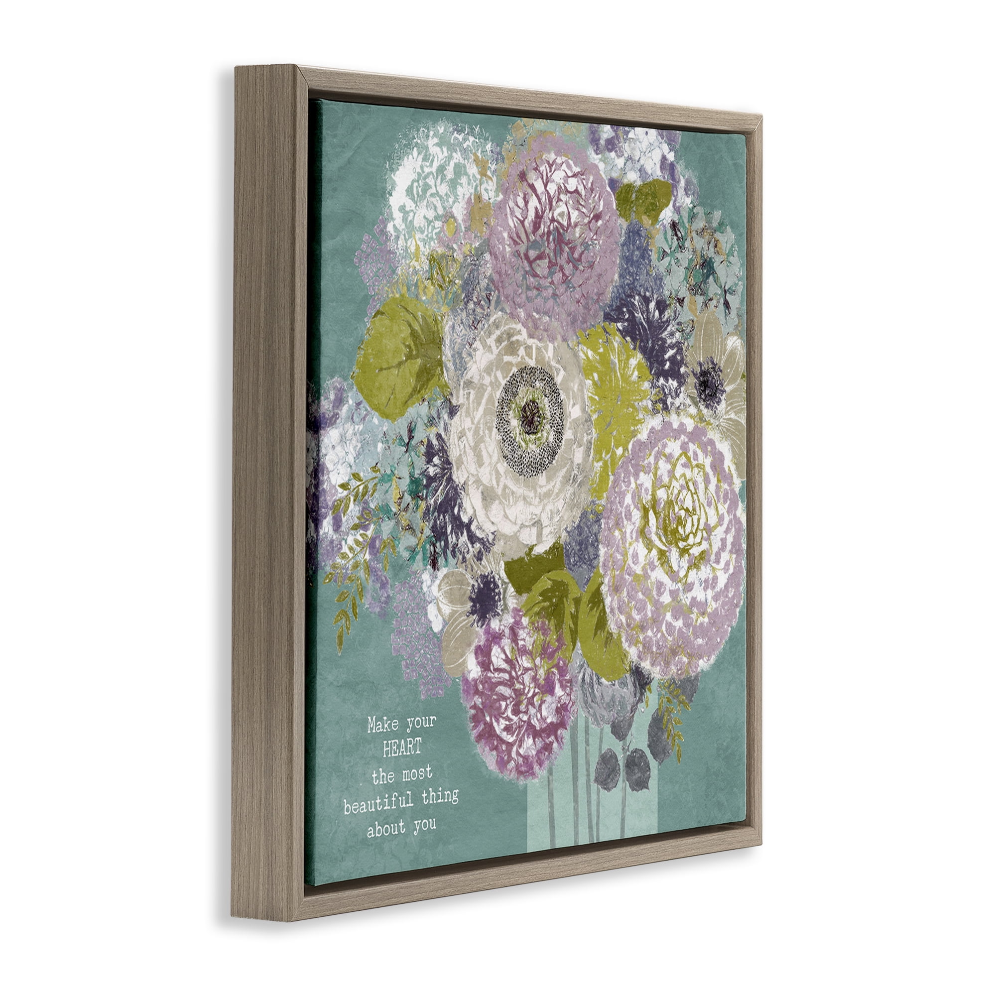 Stupell Industries Most Beautiful Thing Florals Brown Framed Floater Canvas Wall Art, design by Suzanne Nicoll
