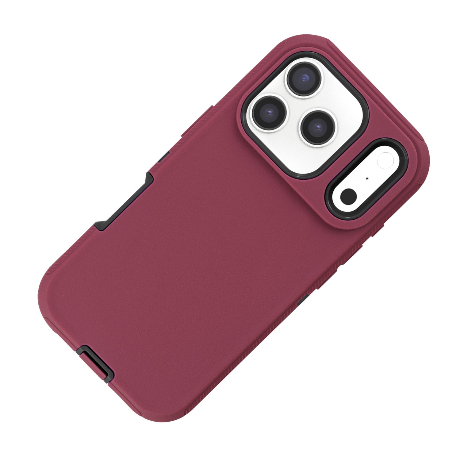 Heavy Duty Drop Resistant Case for iPhone 17 Pro Max - Maroon and Black