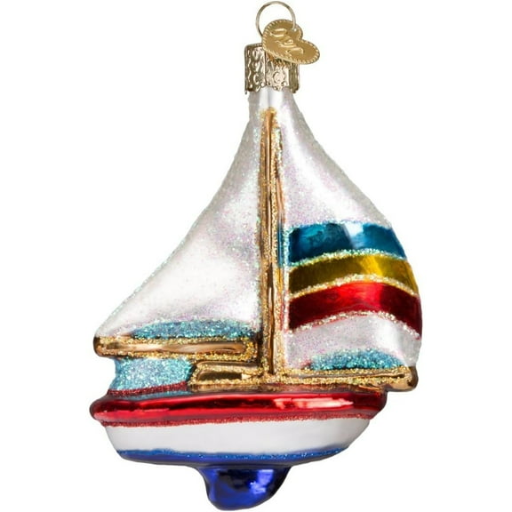 Old World Christmas 4.00In Sailboat, Glass, Christmas Ornament 46028