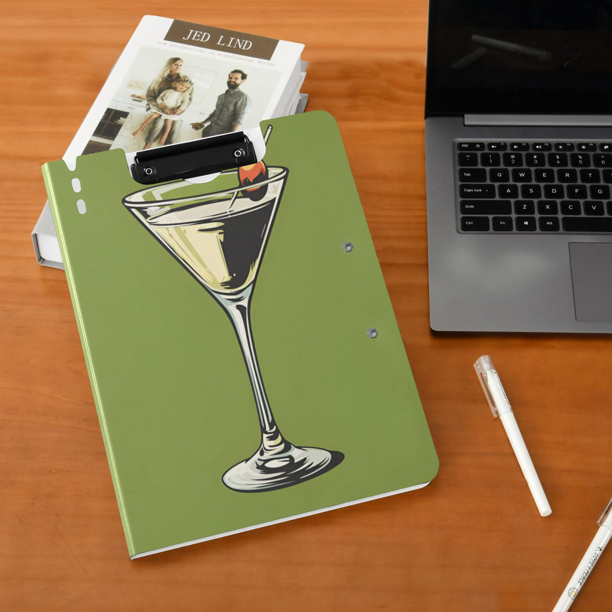 FORMRS A4 Clipboard Folder with Pen Holder Horizontal Foldable School Office Binder, Light Black Martini