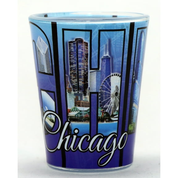 Chicago Illinois 3 Photo Window Ceramic Shot Glass
