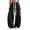 Black, variant on Womens Casual Cargo Pants Solid Color Drawstring Wide Leg Jogger Loose Fit Baggy Workout Trousers With Pockets