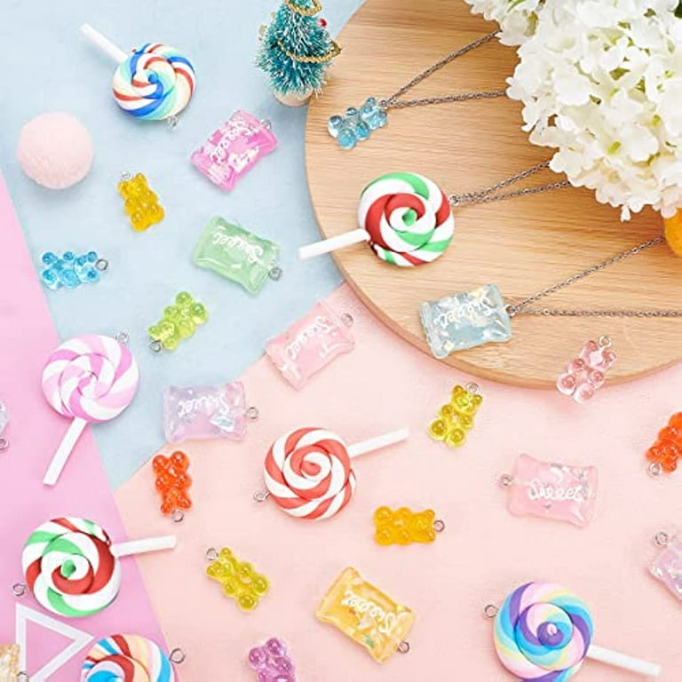 DIY Polymer Clay Candy Colorful Lollipop Charms Resin Rainbow Bar