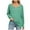 Green, variant on HAPIMO Women's Fashion Solid Color Tops Casual Cotton Linen Keyhole Neck Pullovers Loose Pleated Shirts Vacation Workout Long Sleeve Tees Outfits Black L