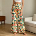 thumbnail image 5 of Arlun Floral Print Palazzo Pants for Women Summer Wide Leg Stretchy High Waist Flowy Pants 2026 Beach Vacation Bottoms Loose Comfortable Casual Trousers with Pockets 1-Yellow S, 5 of 8