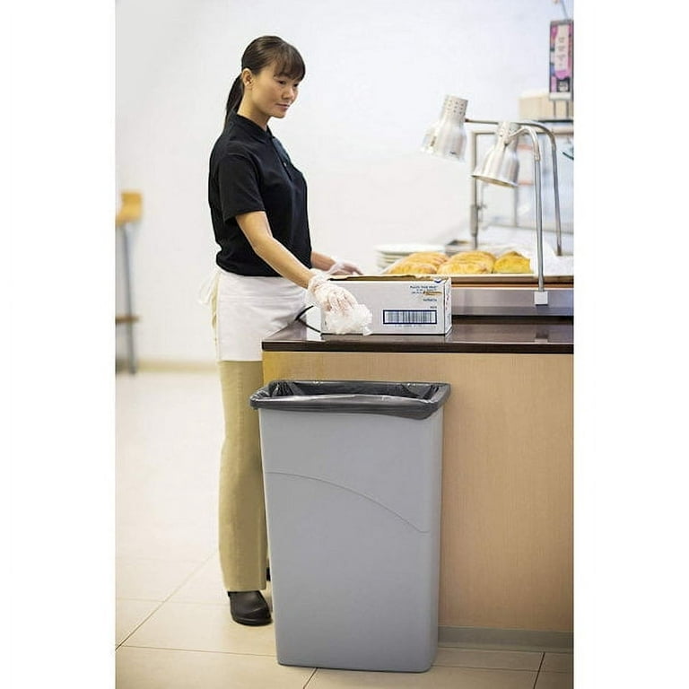 Rubbermaid Commercial Products Slim Jim Plastic Rectangular Trash/Garbage  Can With Venting Channels, for Kitchen, Office, Workspace, 23 Gallon, Black  - FG354060BLA 