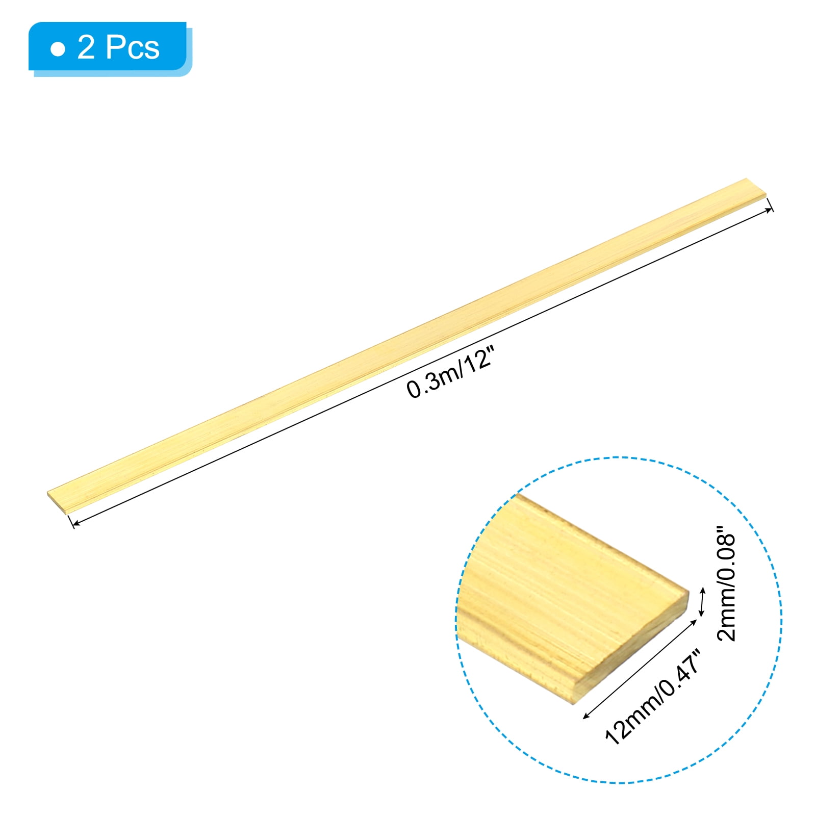 Unique Bargains Brass Square Bar, Solid Square Mill Stock for Crafts 1/12x1/2x12"