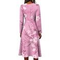 thumbnail image 5 of BOMYJESK Summer Dresses for Women 2026 Long Sleeve Fall Midi Dresses Smocked Flowy Elegant Formal Dress Pink M, 5 of 5