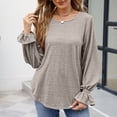 thumbnail image 2 of ShomPort Women's Casual Puff Long Sleeve T-Shirts Trendy V-Neck Loose Dressy Tunic Tops for Leggings, 2 of 7