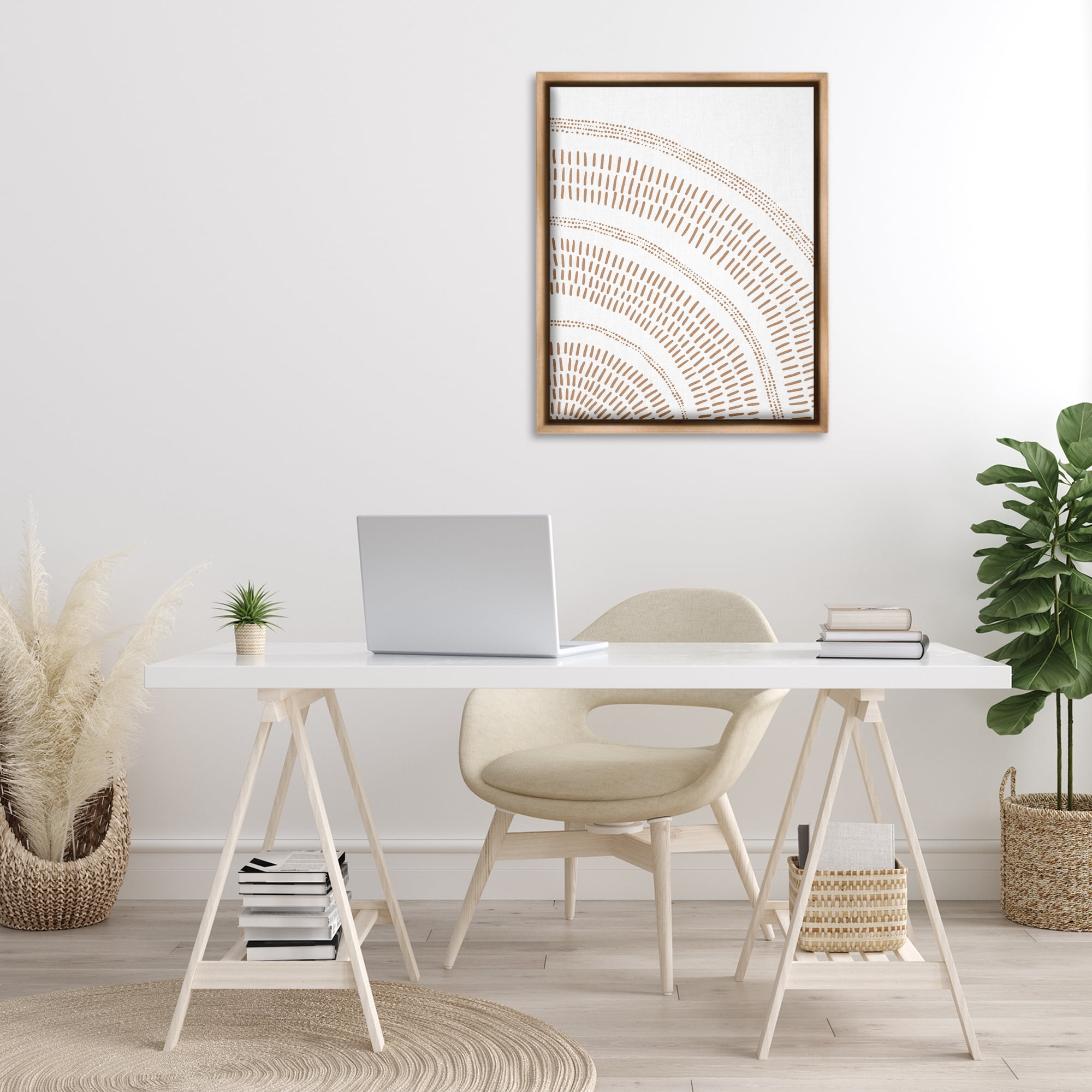 Stupell Industries Arched Boho Pattern Abstract Painting Brown Floater Framed Canvas Art Print Wall Art, 25 x 31