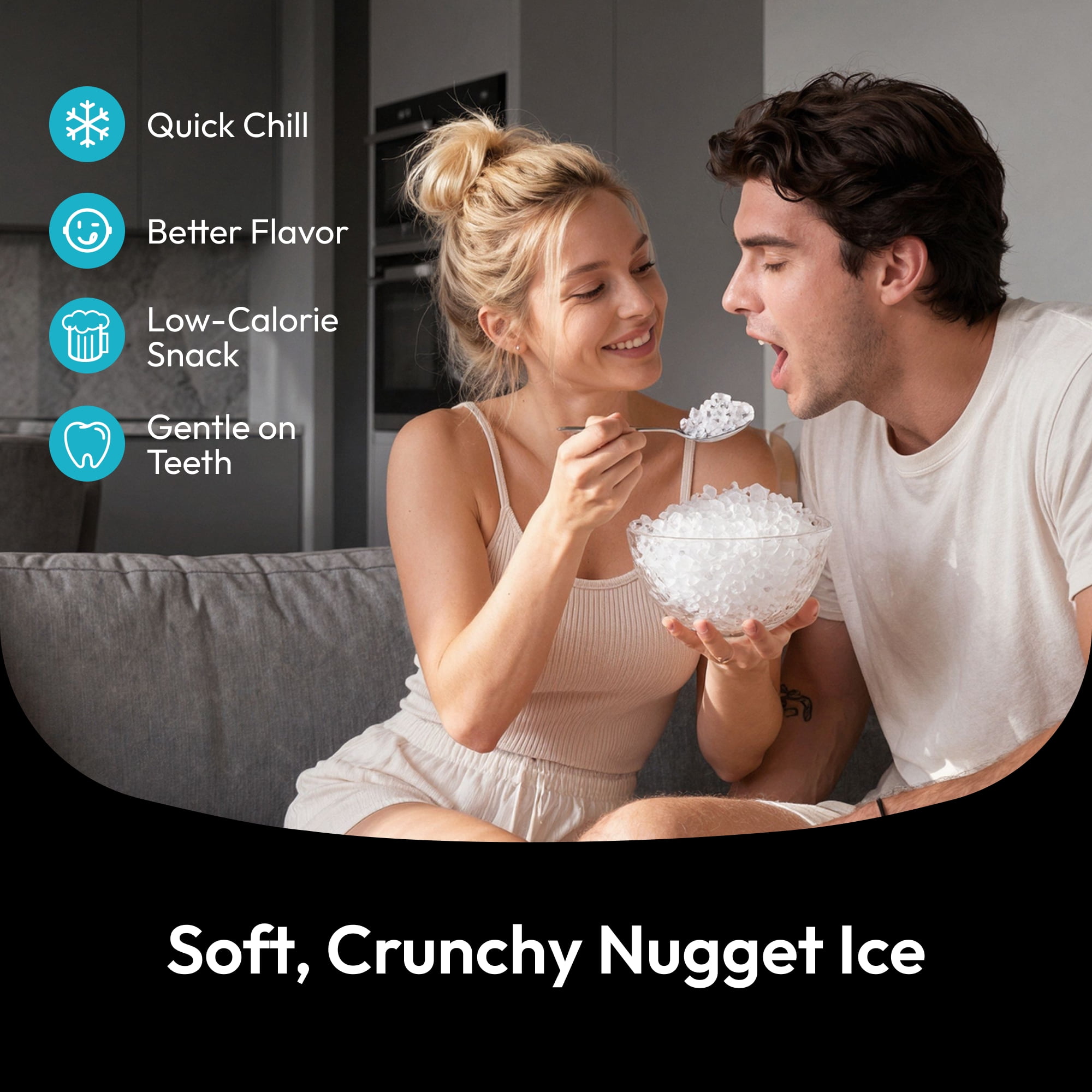 EUHOMY Countertop Nugget Ice Maker,36 lbs/24H ，Self-Cleaning, 30% Better Insulation, Quiet, Black
