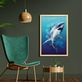 thumbnail image 2 of Shark Wall Art with Frame, Digital Psychedelic Mammal Droplets Scary Atlantic Beast Abstract Art, Printed Fabric Poster for Bathroom Living Room, 23" x 35", Blue Grey, by Ambesonne, 2 of 2