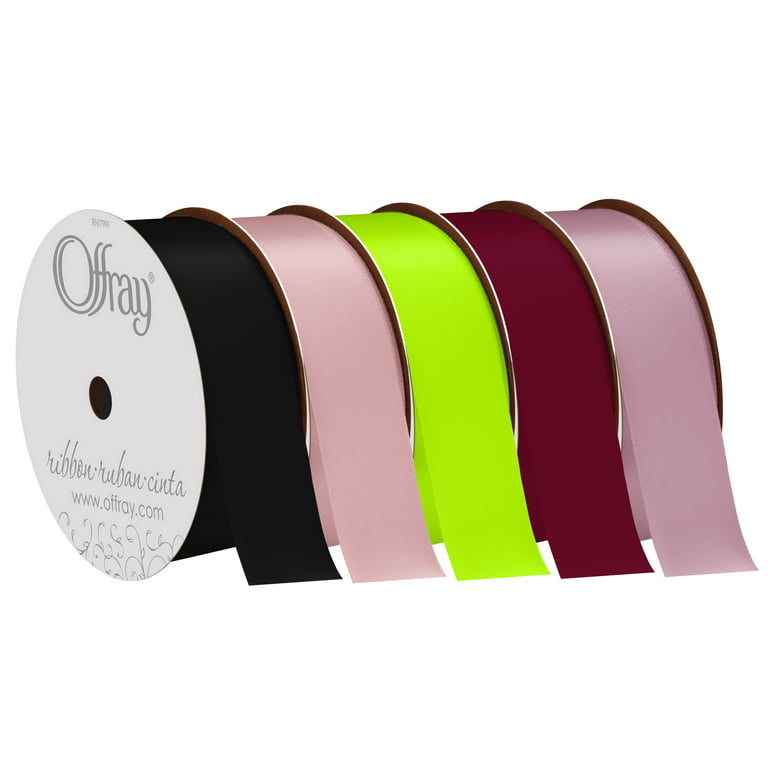 Offray Ribbon, Light Pink 1 1/2 inch Double Face Satin Polyester Ribbon, 12  feet