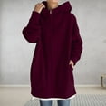 thumbnail image 2 of LAKIDAY Womens Long Zip Up Hoodie Jacket Oversized Sweatshirts Fleece Casual Pockets 2023 Fall Drawstring Long Hooded Coats, 2 of 6