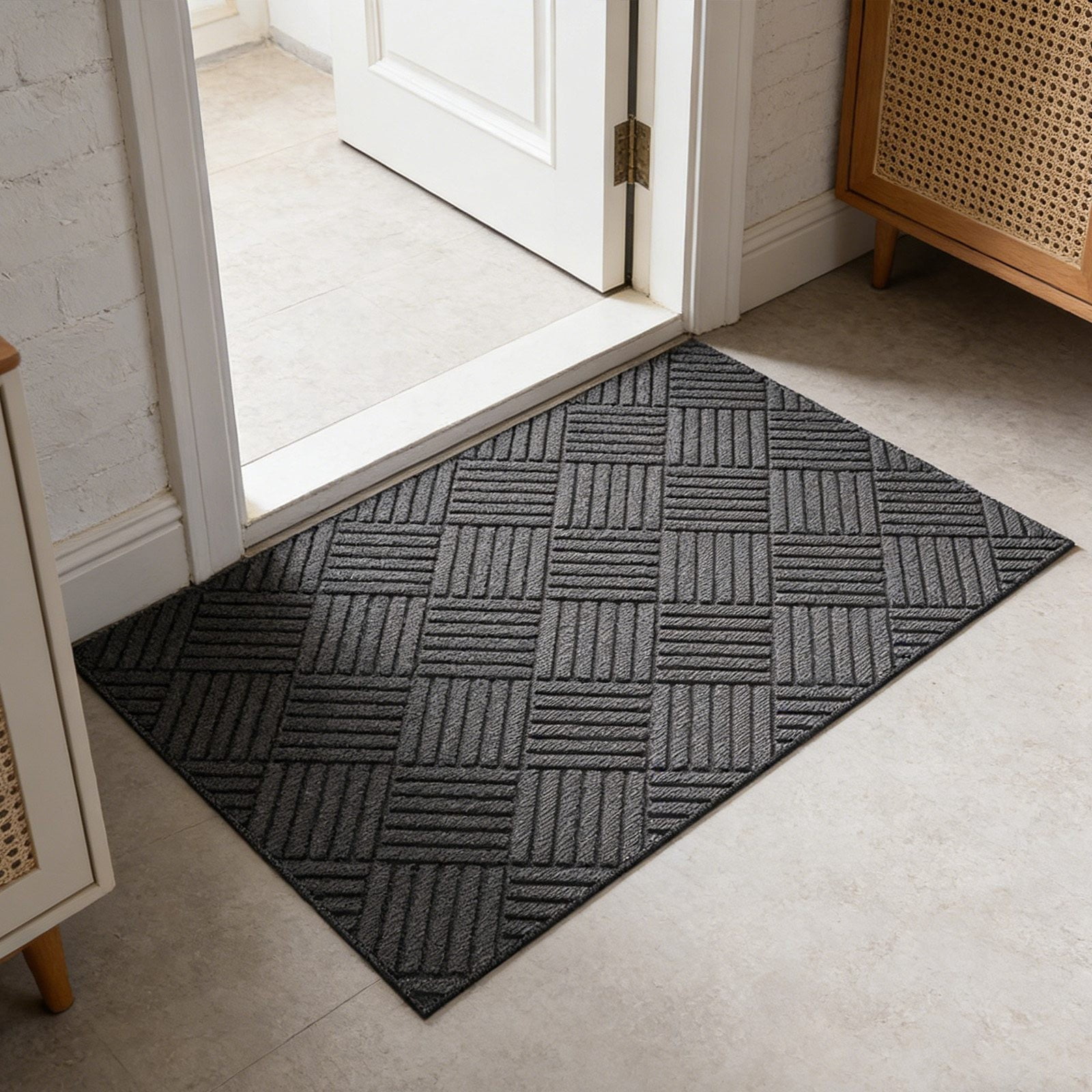 Heavy Duty Indoor Outdoor Doormat 31x19.6 Inch, Low Profile Front Door Mat Outside Entrance, Stain and Fade Resistant Welcome Mat for High Traffic Area, Non Rubber Entry for Patio