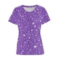 thumbnail image 4 of Women's Glitter Tshirts Fashion Summer Tops Plus Size Crewneck Short Sleeve Shirts Cute Basic Tees, 4 of 4