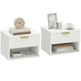 thumbnail image 1 of HOMCOM Floating Nightstands Set of 2, Bedside Tables with Fluted Drawer, 1 of 10