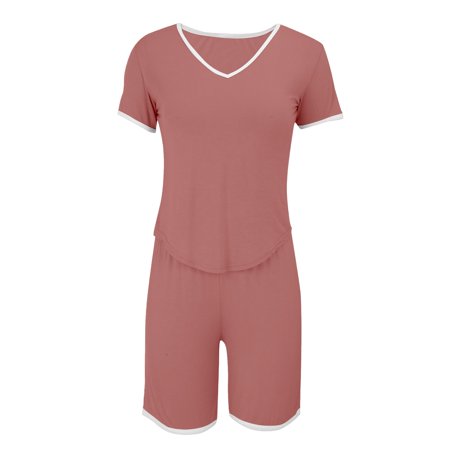 Tweang Short Sleeve Shorts PJs short sets short sets for women Sleepwear Pj Set pajamas for women homewear Short Sleeve Sleepwear Loungewear Silky PJ Set Gauze Pajama Set Casual Pjs E M