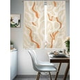 thumbnail image 3 of Abstract Color Block Sheer Curtains 63 Inch Long 2 Panels, Modern Orange Beige Line Light Filtering Rod Pocket Curtains, Sheer Voile Drapes for Living Room Bedroom, 52"x63", 3 of 8