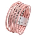 thumbnail image 4 of Pulsera rígida para mujer de cuero sintético PU, duradera, versátil, fácil de usar, multicapa. Rosa, 4 of 9