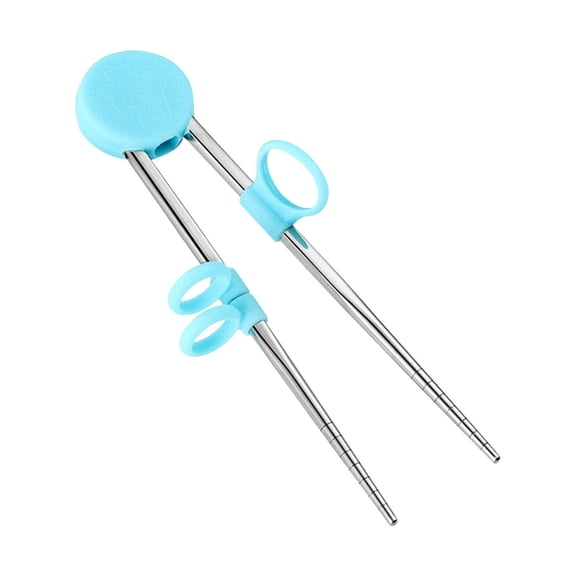 Training Chopstick with Case Learning Chopstick Helper Stainless Steel Reusable Metal Beginner Chopsticks Blue