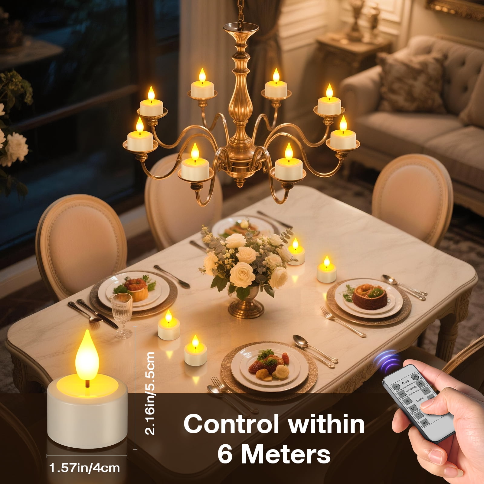 PChero Rechargeable Flameless Candles with Timer Remote, 12pcs Realistic Flickering LED Tea Lights Votive Battery Operated, Electric Fake Candle for Home Decor Halloween Christmas Wedding Warm White