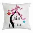 thumbnail image 1 of Year of the Dog Throw Pillow Cushion Cover, Flourishing Cherry Blossom Tree with Oriental Elements Abstract Nature, Decorative Square Accent Pillow Case, 20 X 20 Inches, Multicolor, by Ambesonne, 1 of 2