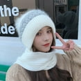 thumbnail image 3 of Naxoaeo Clearance Womens Beanie and Scarf Set for Girls Warm Knit Winter Ski Hat with Fleece Lined, Elastic Warm Conjoined Ear Protection Knitted Hat, Winter Beanie Hat Scarf, 3 of 5