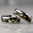 thumbnail image 2 of PAMTIER Men's Stainless Steel Camo Rings Camouflage Inlay Outdoor Adventures Style Rugged Tactical Jewelry for Men Size 10, 2 of 3