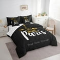 thumbnail image 3 of Manfei Romantic Paris Bedding Comforter Set 7-Piece, Gold Love Hearts Full Bedding Set, Eiffel Tower Print Fitted Sheet Flat Sheet, Luxury Bedroom Decor, 3 of 8
