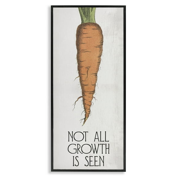 Stupell Industries Carrot & Inspiring Growth Food & Beverage Painting Black Framed Art Print Wall Art, 10 x 24
