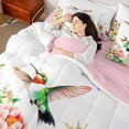 thumbnail image 4 of Castle Fairy Teens Animal Hummingbird Bedding Comforter Set,Floral Peony King Bedding Sets, 4 of 8