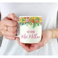thumbnail image 3 of CTDream Wedding Party Personalized 11oz. Coffee Mug Gift, The Future Mrs. Miller, Tropical Floral Hibiscus Flowers Garden Party, 1-Pack, Custom Name Birthday Present Ideas, 3 of 6
