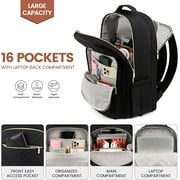 LOVEVOOK Laptop Bag for Women,Quilted Travel Backpack Work Bag Fit 17 Laptop,Teacher Nurse College Book Bag Backpack Purse -Black